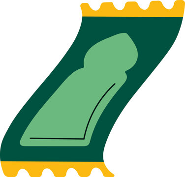 Illustrated green tampon graphic with yellow border and scalloped edges isolated on transparent background transparent background