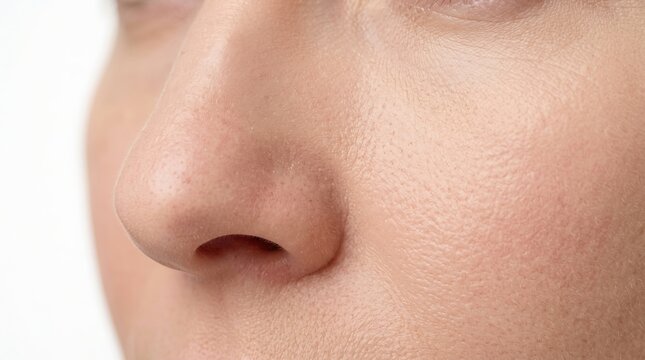 Macro Close Up Shot of Human Nose and Natural Skin Texture with Pores and Blackheads
