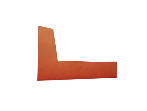 Orange letter l shape made of paper texture isolated on transparent background