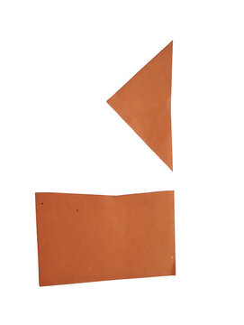 Orange paper shapes including a triangle and a rectangle isolated on transparent background