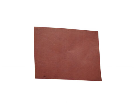 Red rectangular piece of textured material or paper isolated on transparent background