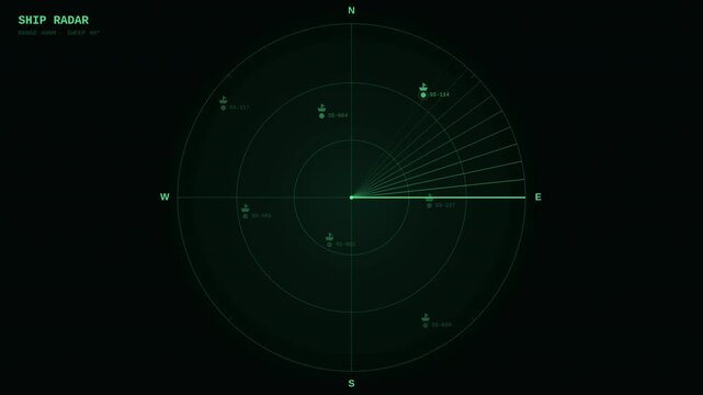 Ship radar screen in dark 
