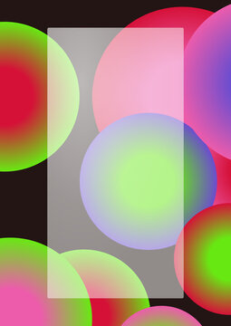 Modern abstract background featuring a frosted glass card ui element overlaying vibrant colorful gradient circles for digital interface design projects