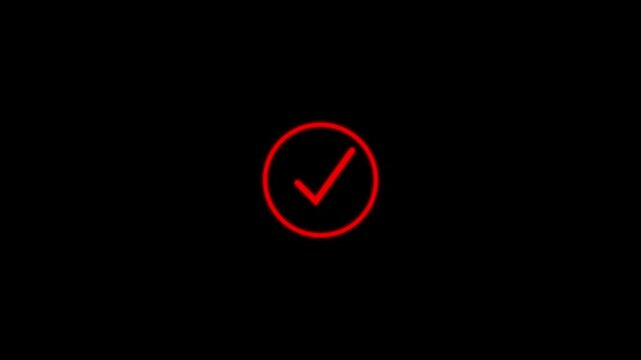 Right Check Mark Icon Animation on Black Background. Tick Mark Icon Animation. Check Mark, Tick, Yes, OK Symbol Animation.4K