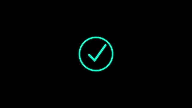 Right Check Mark Icon Animation on Black Background. Tick Mark Icon Animation. Check Mark, Tick, Yes, OK Symbol Animation.4K