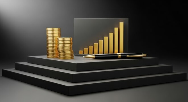 Financial growth concept with gold coins and bar chart business investment