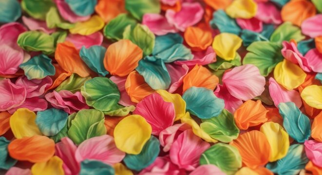 Rainbow colored rose petals background