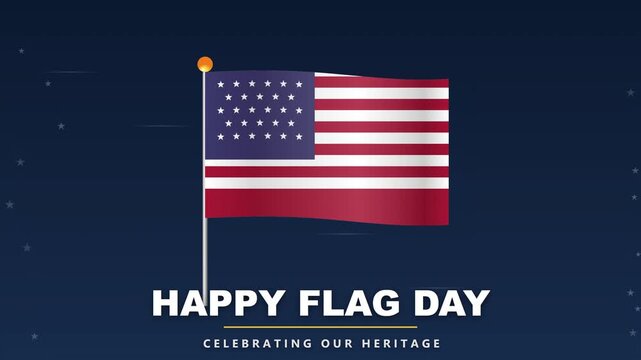 National Flag Waving Gently in Dark Blue Sky with Stars