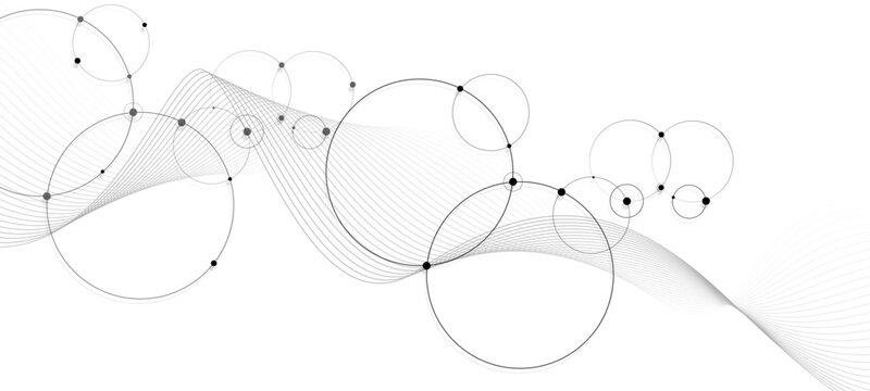Abstract connecting dots and circles. Abstract vector illustration with black and white background