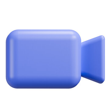 3D Blue Video Camera Icon for Virtual Meetings and Online Calls