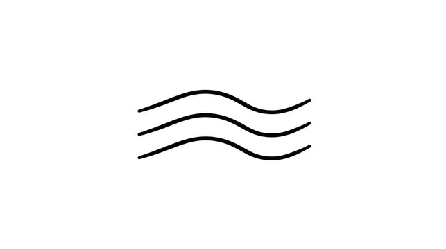 Three wavy lines icon. Minimalist water ripple symbol for web design.