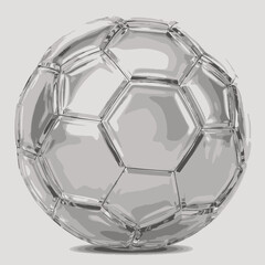 Naklejka premium A shiny silver metallic soccer ball with geometric facets on a light background