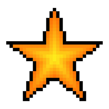 Star Icon Sign 8 Bit Retro Pixel Style Effect Graphic Effect Vector Illustration