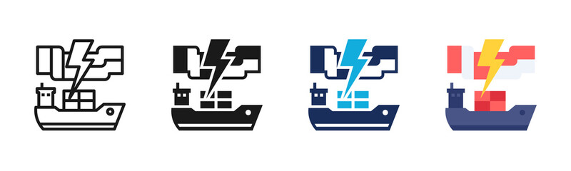 Fototapeta premium Trade War icon set multiple style collection