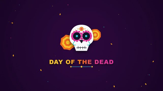 Colorful Animated Skull Appearing with Decorative Text