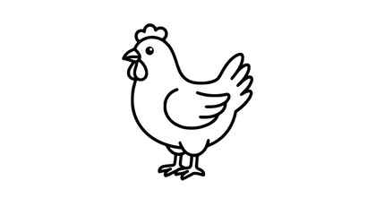 Fototapeta premium Cute Chicken Line Icon Minimal Hen Outline Vector Symbol for Farm Poultry and Agriculture Design