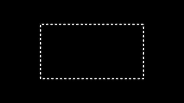 Dotted line rectangle frame animation on white background. Animation of a dotted line path from left to right point. border frame dotted line animation isolated.4K Dotted line rectangle