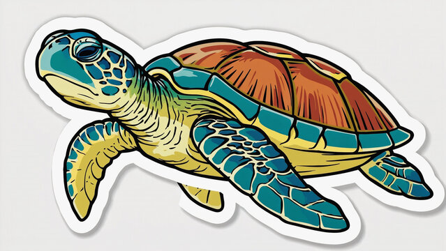 sea turtle sticker on white background.ai  