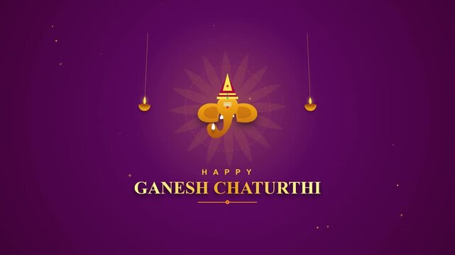 Stylized Deity Icon Animating with Glowing Lamps on Purple Background