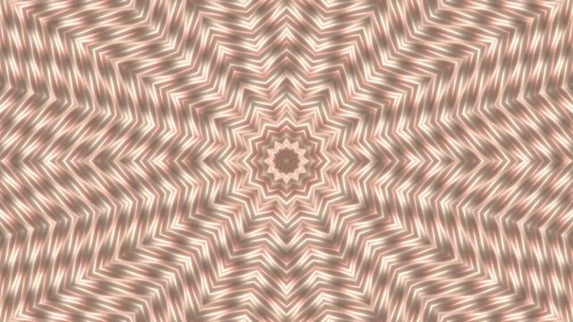 Hypnotic Rose Gold and Peach Kaleidoscope Pattern with Shimmering Light Rays