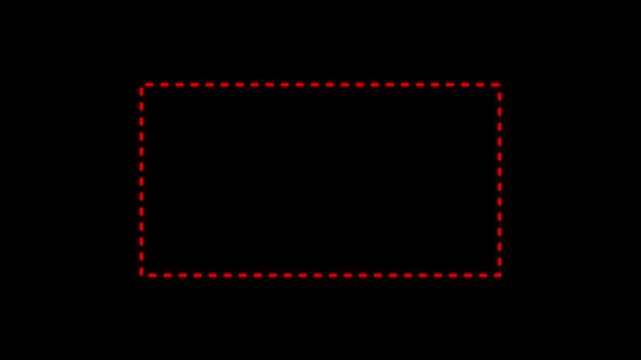 Dotted line rectangle frame animation on white background. Animation of a dotted line path from left to right point. border frame dotted line animation isolated.4K Dotted line rectangle