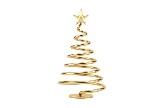 Minimalist golden spiral Christmas tree with star
