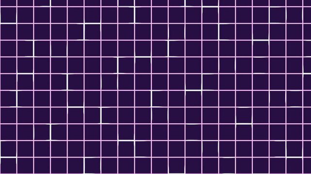 Vaporwave Style Abstract Grid Pattern Pulsing and Glitching with Bright Neon Lines