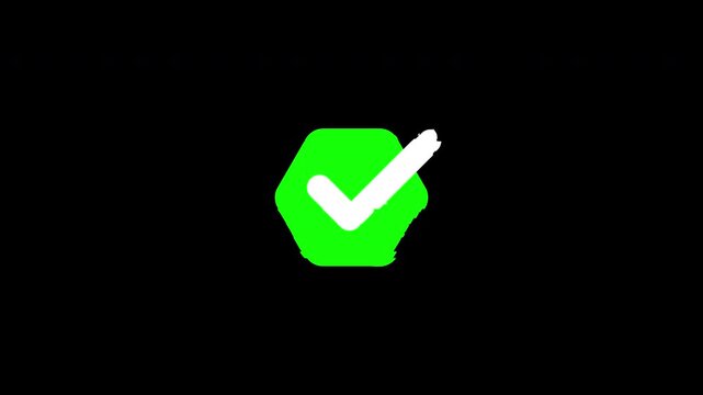 Check mark glitch featuring white checkmark symbolizes approval, success, verification, and completion, suitable for apps, websites, presentations, infographics, and business communications.