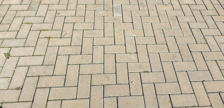 Concrete block paving forming herringbone pattern texture