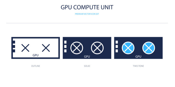 Gpu compute unit vector icon set