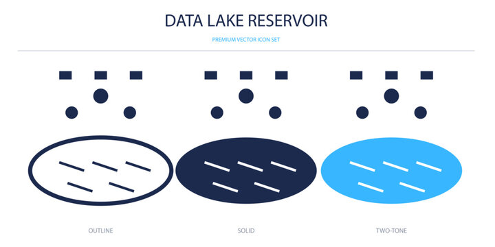 Data lake reservoir icon set