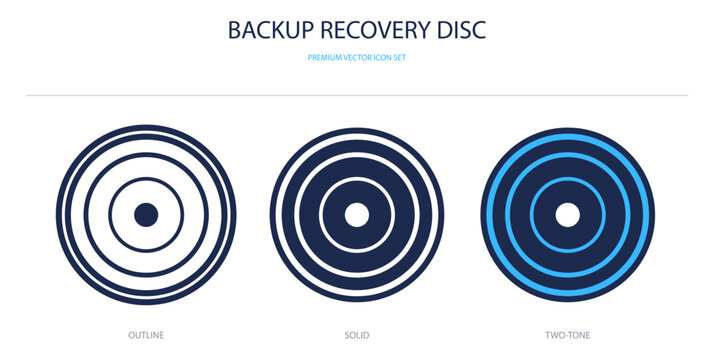 Backup recovery disc icon set