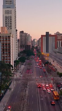 Stunning sunset over the modern cityscape of Curitiba Parana, Parana, Brazil