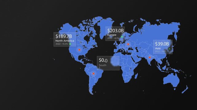 Global Business Map with Financial Statistics and Regional Data Analysis