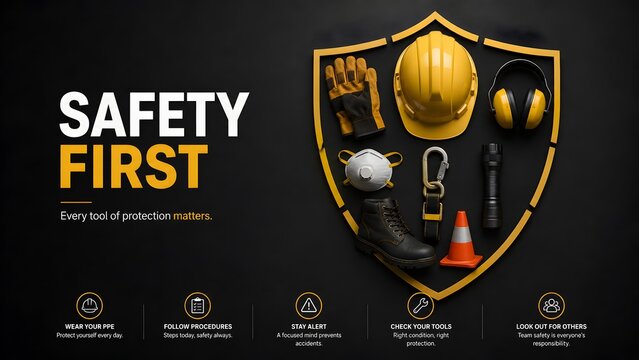 Safety First: Essential Personal Protective Equipment (PPE) for Workplace Protection and Accident Prevention in Industries like Construction and Manufacturing.