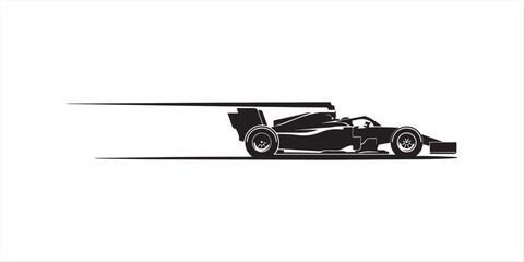 Fototapeta premium Image of a Formula 1 motorsport speed car vector illustrated halfside silhouette shadows racing