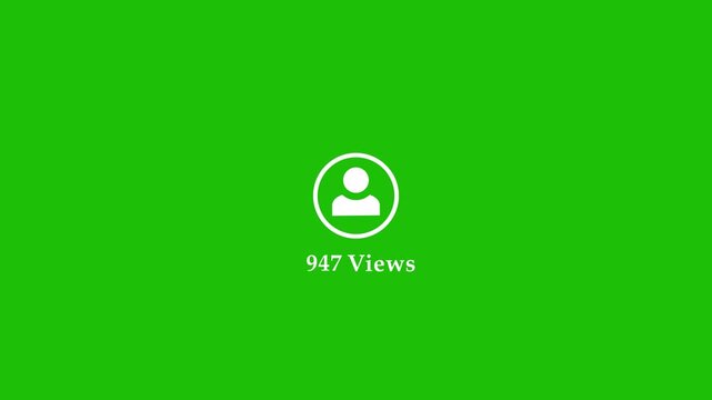Social media views count animation. Views count with profile animation on green screen.social media video views,photo views.0 to 2000 views count animation Concept of social media.
