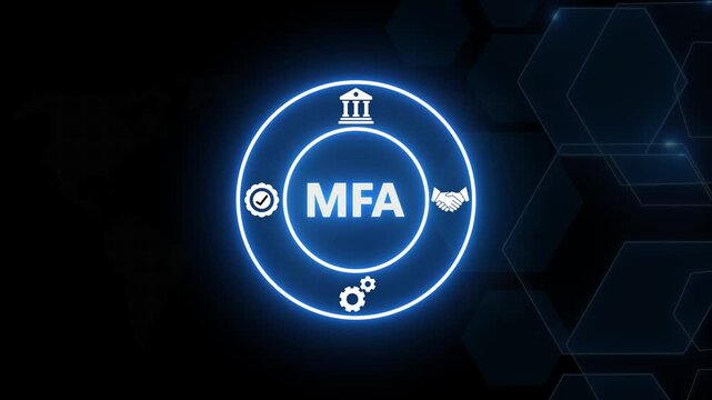 Mfa multi-factor authentication concept: digital security and cyber protection animation cybersecurity