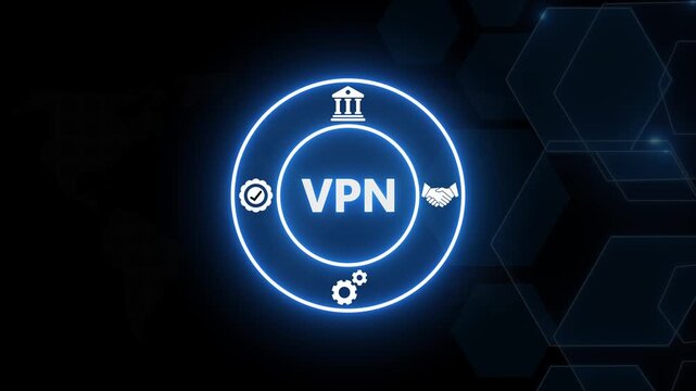 Vpn virtual private network concept with glowing digital and cybersecurity technology interface internet security