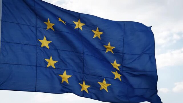 European Union flag waving in the wind