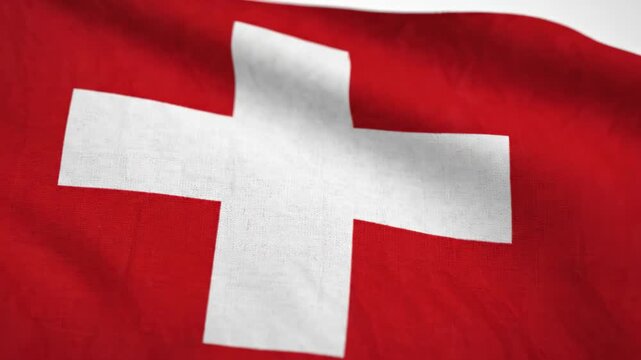 Swiss flag waving in wind