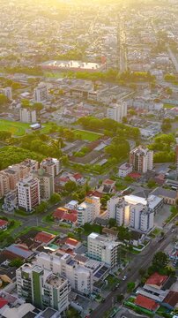 Sunset view over the modern city architecture of Curitiba Parana, Parana, Brazil