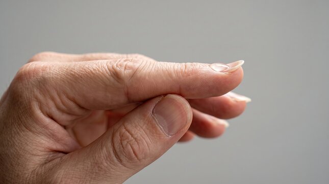 Side view macro of fingernail showing clubbing deformity or curvature