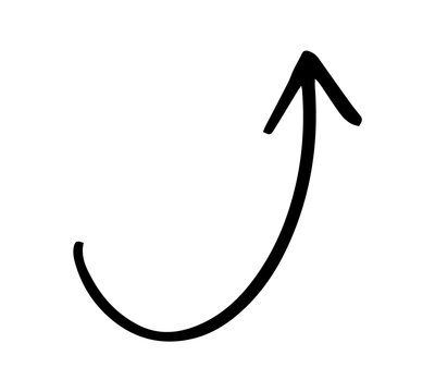 手書きの右上向き矢印　黒