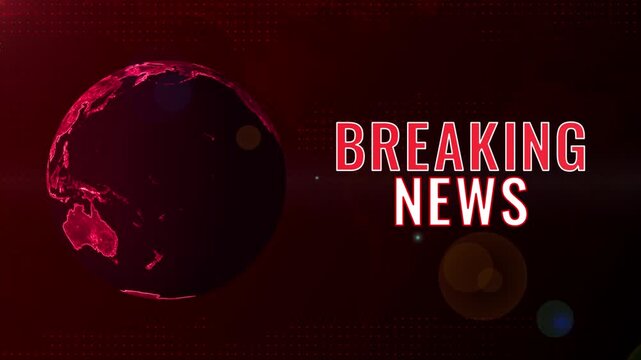 Breaking News Animation, Global News Broadcast Opener, Red Globe Breaking News Intro, Television News Background