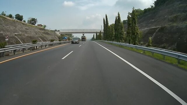 Morning Drive on Pandaan Toll Road Captured by Rear Dashcam in East Java, Indonesia