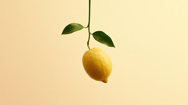 Upside down lemon stem reaching upward playful