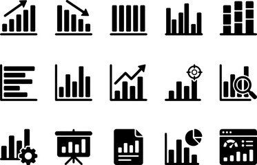 Obraz premium Professional business chart and financial graph icon vector set for data analysis and reporting