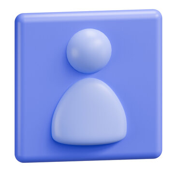 3D Blue User Profile Avatar Icon on Transparent Background