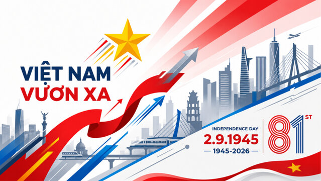 Vietnam National Day Celebration Honoring Independence and Cultural Heritage. Vector Illustration.